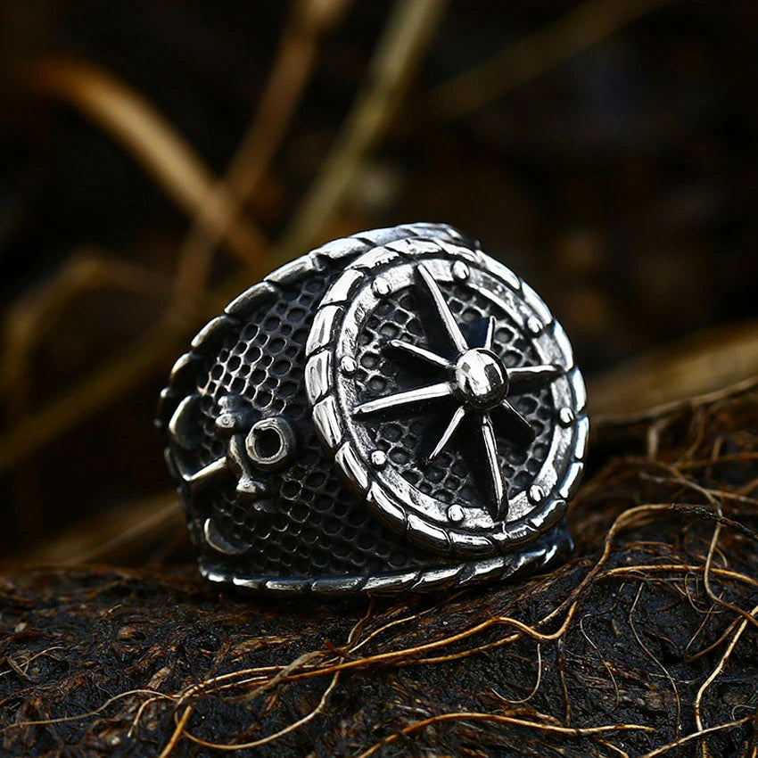 Wikinger-Ring mit Nordstern-Kompass