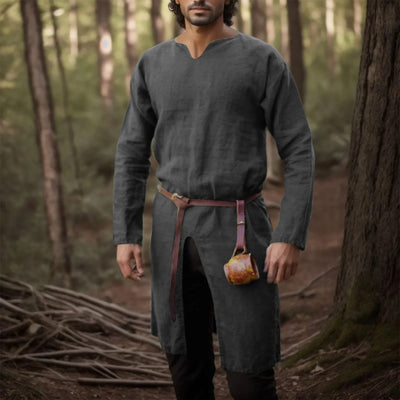 WIKINGER-ROBE TUNIKA – LANGES HEMD AUS BAUMWOLLE UND LEINEN