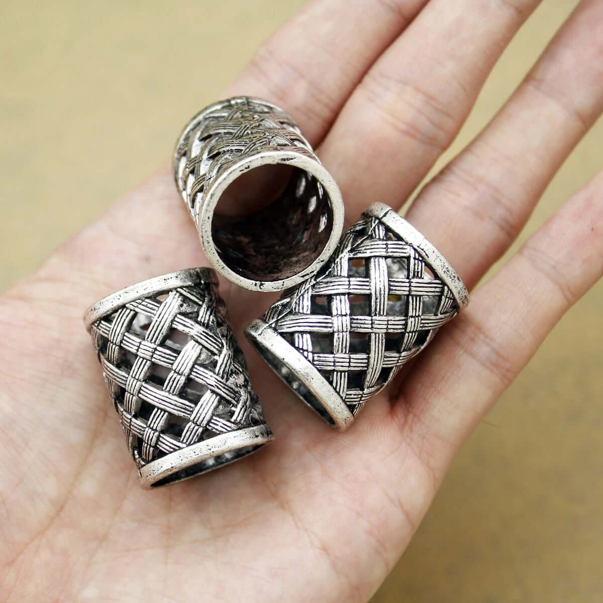 3Pcs große Wikinger gewebtes Haar und Bart Perle