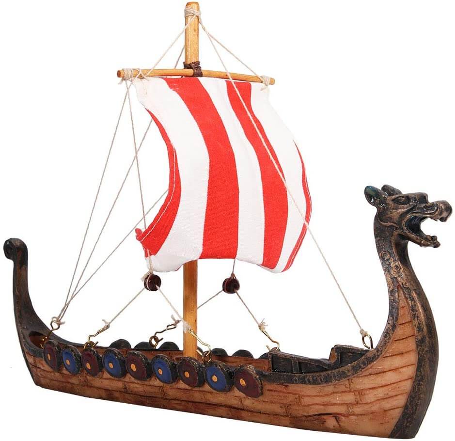 Drakkar Viking Langschiff Modell mit Mast und Segel