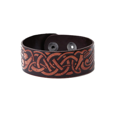 Odins Raben, geprägtes und gefärbtes Lederarmband