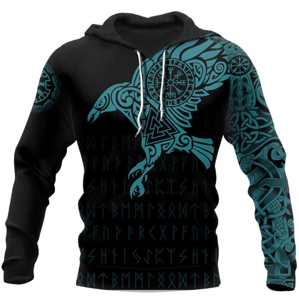 JJLLAZAD Unisex Viking Yggdrasil Tree Print Hoodie - 3D Full Zip Pullover, Streetwear Fashion