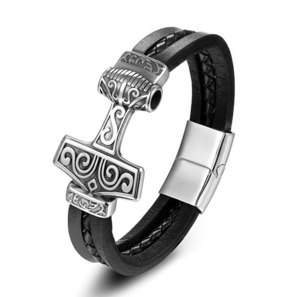 Thor's Hammer Lederband-Armband