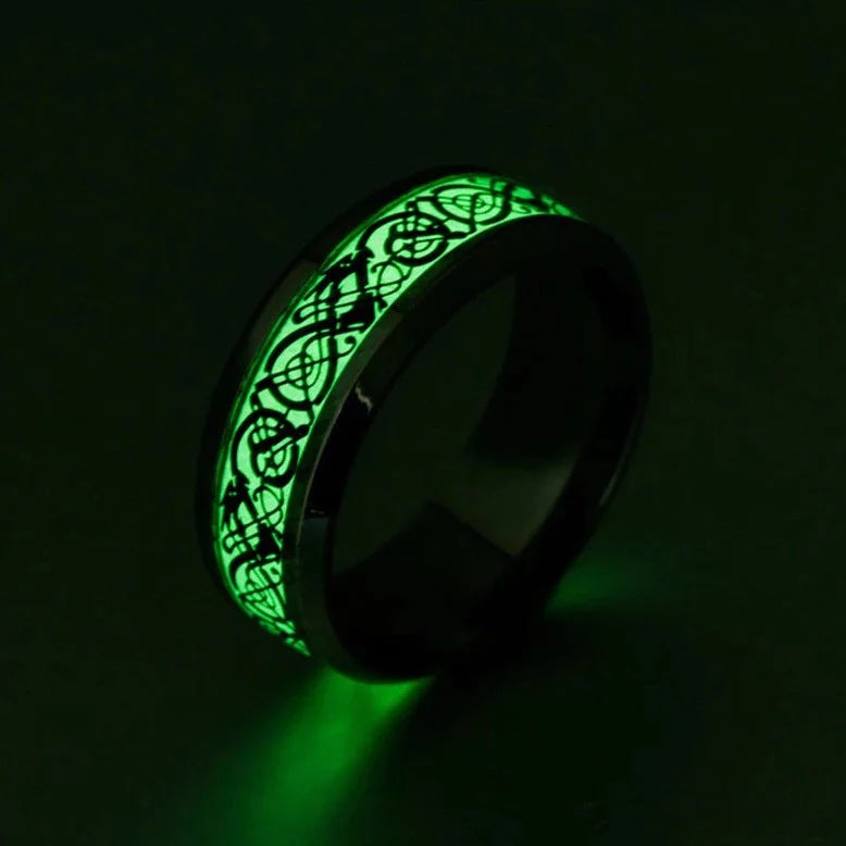 KELTISCHER DRACHEN INLAY LEUCHTENDER RING