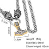 Königskette mit zwei Wolfsköpfen und goldverziertem Mjolnir-Anhänger