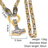 Goldbesetzte Königskette mit zwei Tigerköpfen und Mjolnir-Anhänger