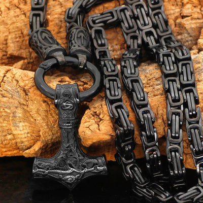 Königskette mit Tiwaz-Rune und Mjolnir-Anhänger