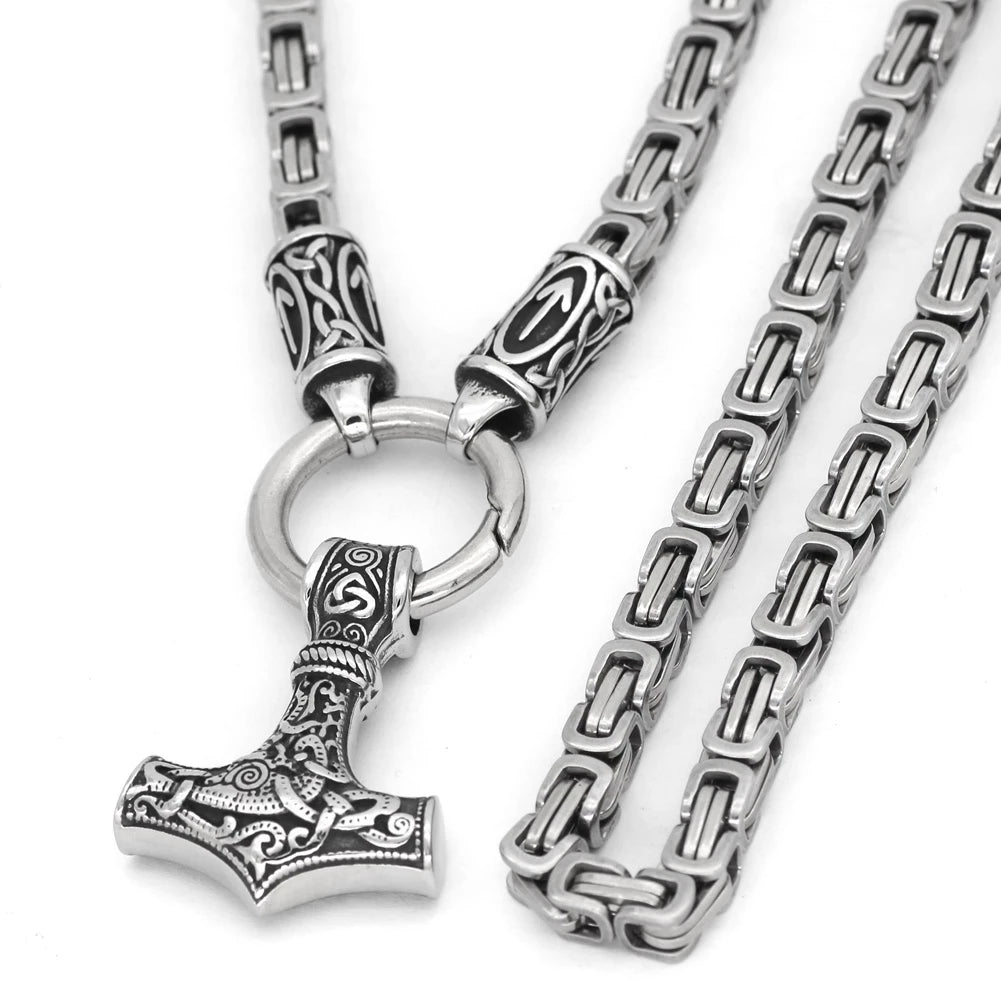 Königskette mit Tiwaz-Rune und Mjolnir-Anhänger