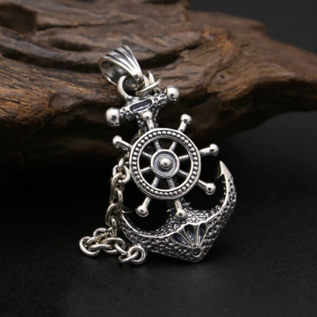 Wikinger-Halskette mit nordischem Ruder-Anker-Anhänger