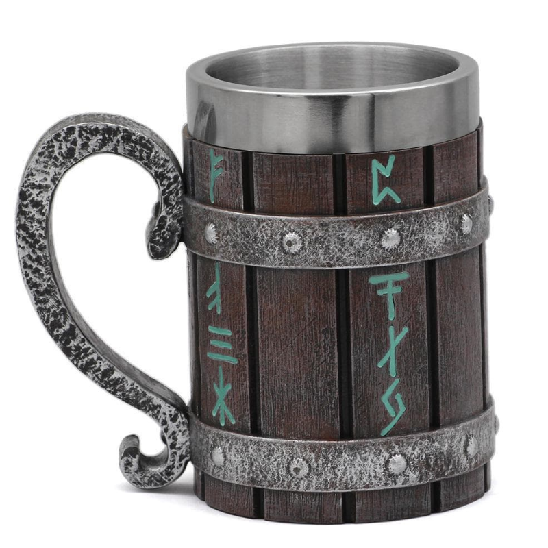 VIKING RUNES TANKARBEITENBECHER MIT HOLZKÖRPERDESIGN - 600ml