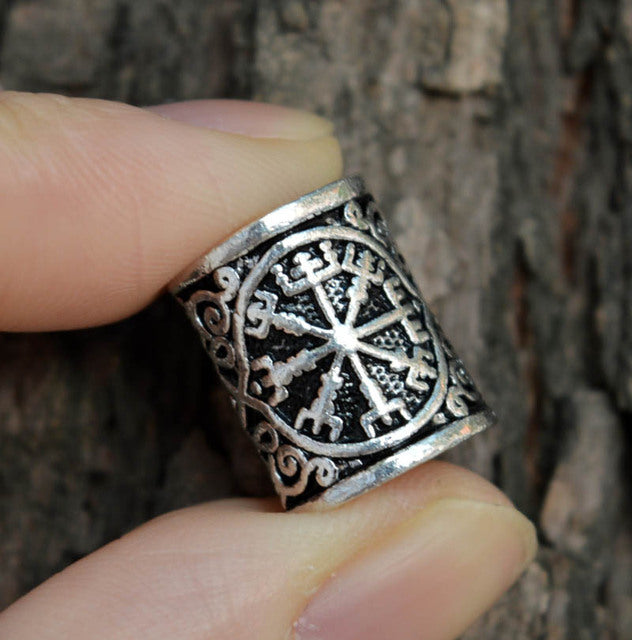 Wikinger Bart Perle mit Vegvisir Symbol