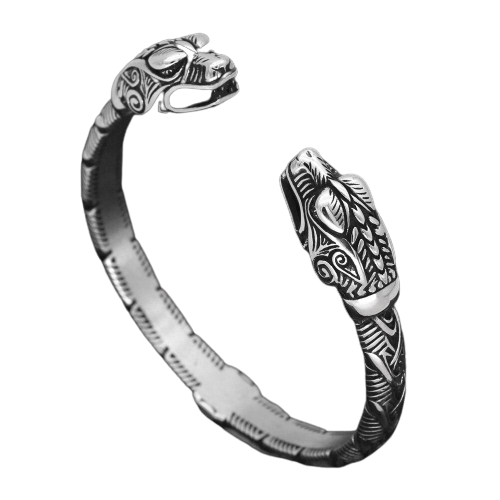 Wolf Heads Viking Armring - Edelstahl