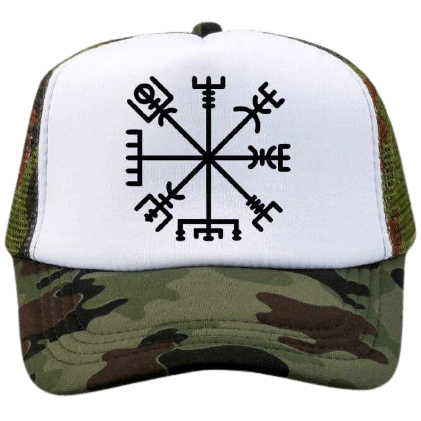 Wikingermütze mit dem Vegvisir-Symbol