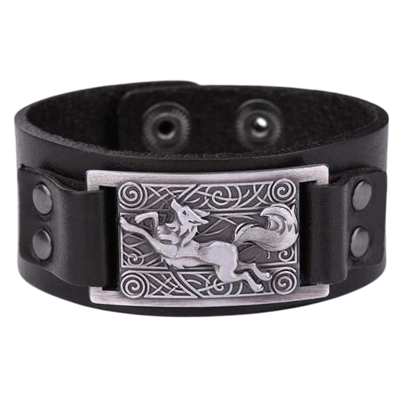 VIKING WOLF BRACELET - viking leather cuff