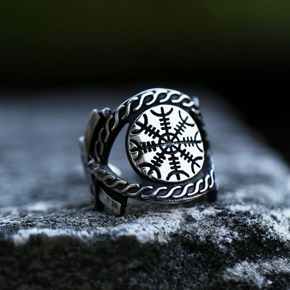 Wikinger Ring Aegishjalmur Symbol